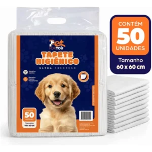 Tapete Higiênico Pet 50 Unidades 60x60 Descartável Cão Gato