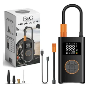 Compressor de Ar Portátil B&G USB-C Sem Fio Preto para Carro Bike Moto 35L 150psi