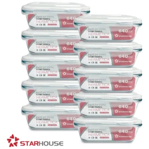 Kit 10 Potes Herméticos Vidro 640ml Starhouse Marmita Forno Micro-ondas