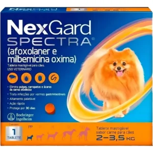 NexGard Spectra Antipulgas Carrapatos Vermes Cães 2 a 3,5kg Tablete
