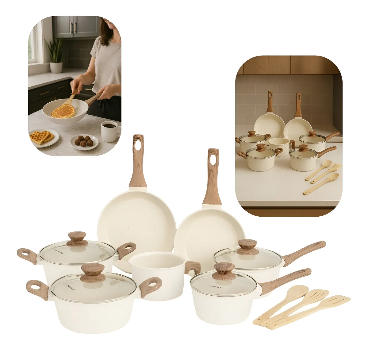 Jogo de panelas de cozinha Mimo Style Cook Fundo de Tripla Indução com 10 peças